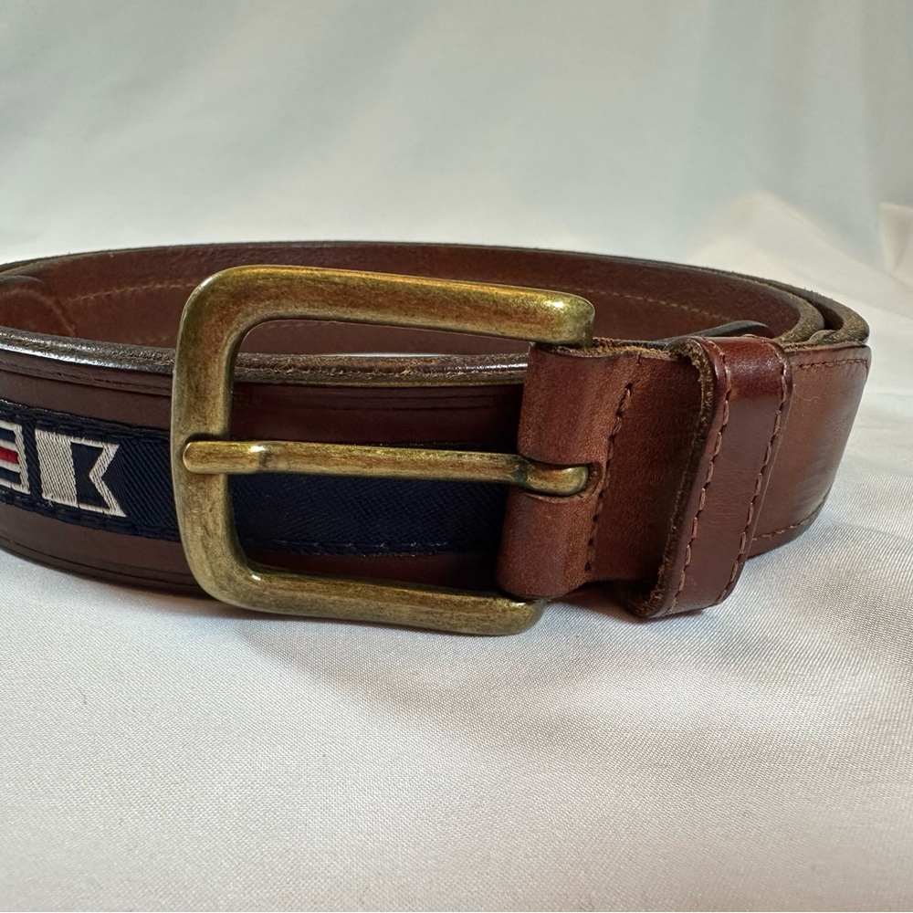 Men's Nautica Leather flag belt sz 40